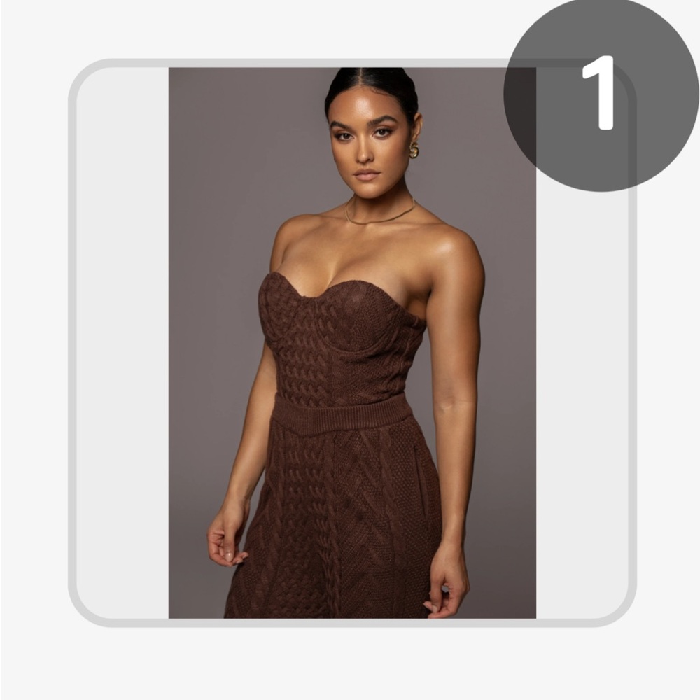 JLUXLABEL Chocolate Brown Knit Bustier